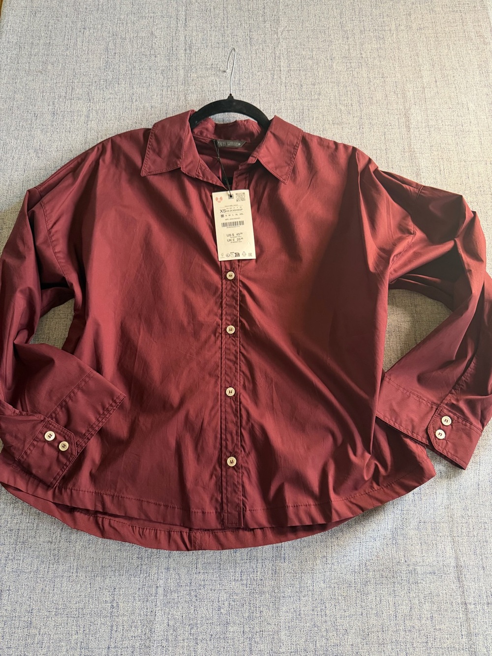 Zara Women's Button-Down Shirt - Burgundy